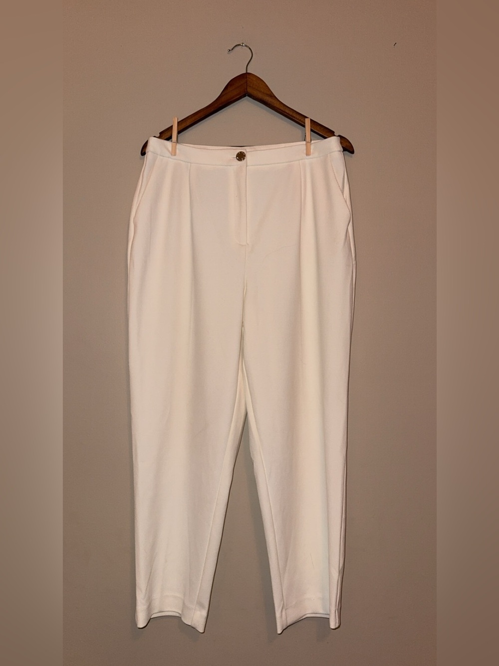 Anne Klein White High-Rise Tailored Trousers
